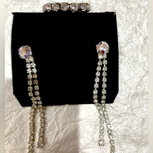 💍 RING & EARRINGS rhinestone set (2pc) special occasion jewelry set EUC - Picture 6 of 12